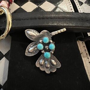 Turquoise & Silver Hummingbird Ring